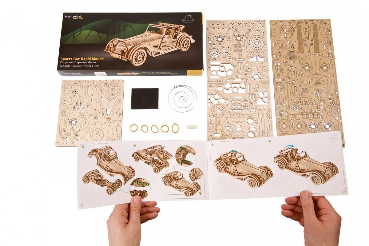 Puzzle 3D Drewniane Sport Car Rapid Mouse uGEARS