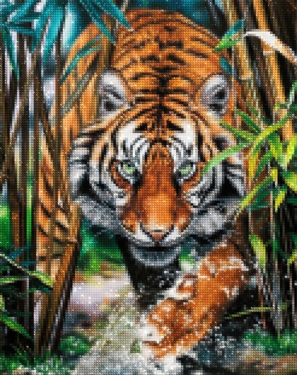 Haft Diamentowy Przyczajony Tygrys 2 40x50 cm
