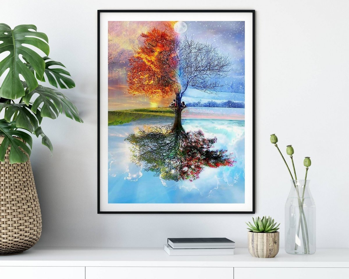 Haft Diamentowy Drzewo Cztery Pory Roku 45x55 cm