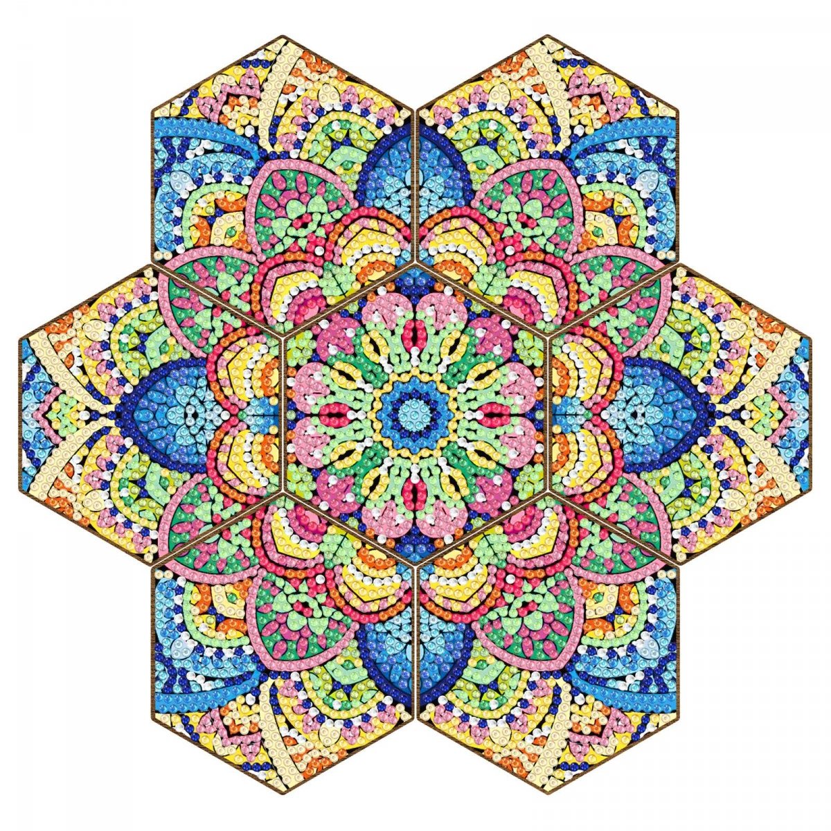 Haft Diamentowy - Podkładka Podkładki pod szklanki - Plaster Miodu - Mandala 2