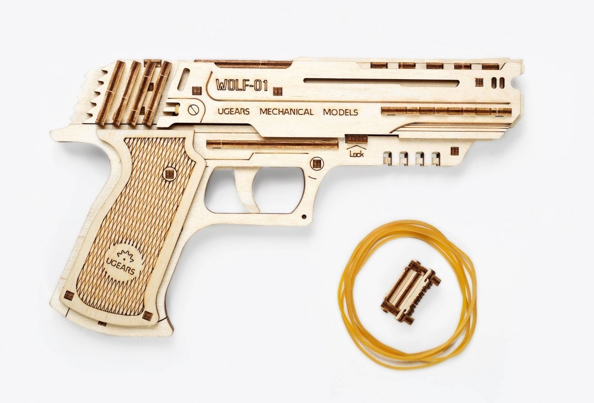 Puzzle 3D Drewniane Pistolet Wolf-01 uGEARS