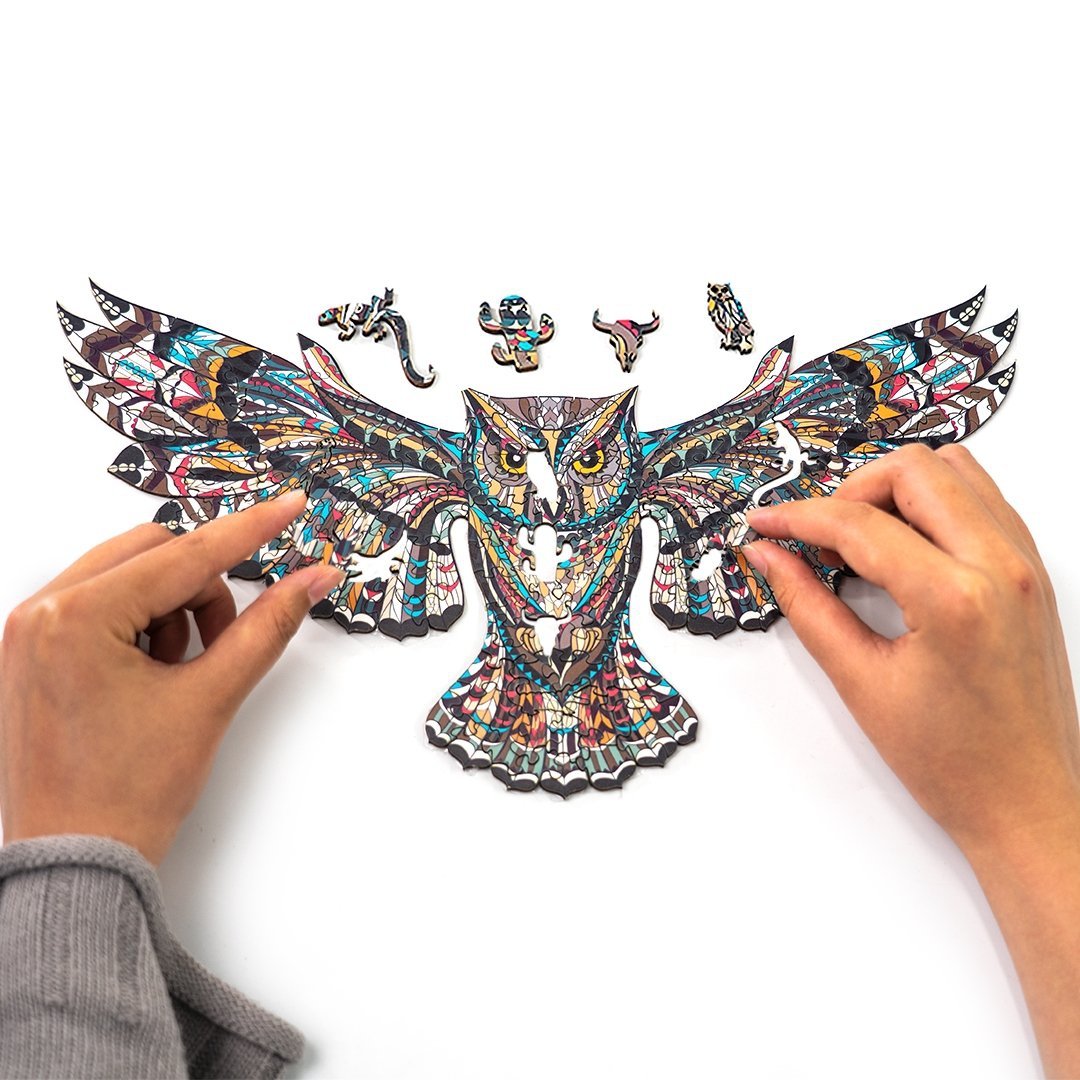 Puzzle Drewniane SKRZYDLATA SOWA S