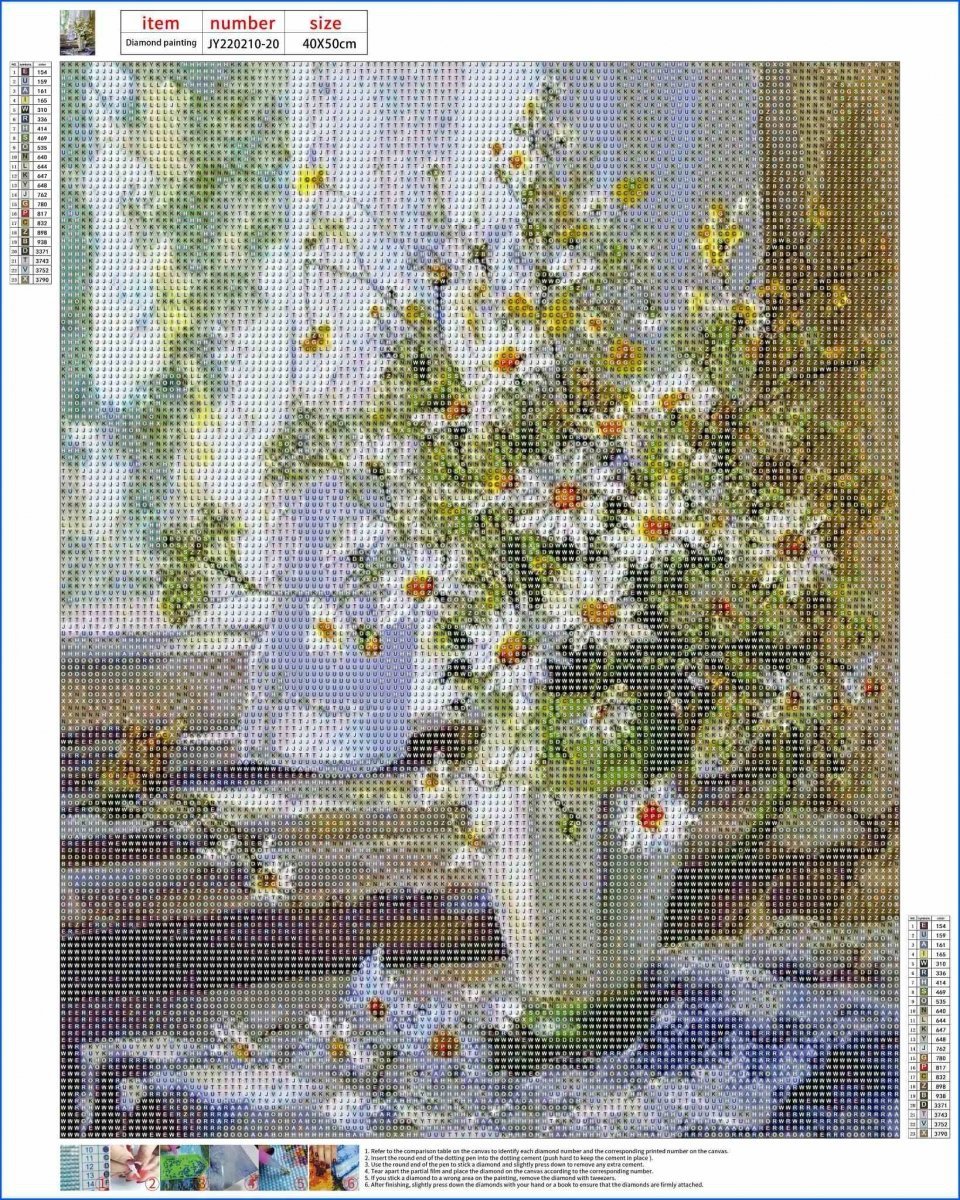 Haft Diamentowy Subtelne Margaretki 40x50