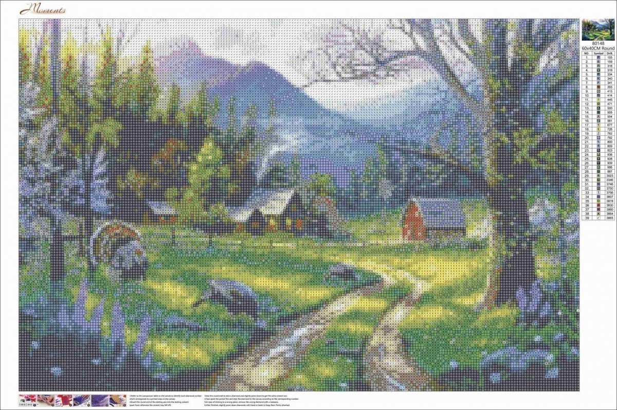 Haft Diamentowy Słoneczna Górska Polana 65x45