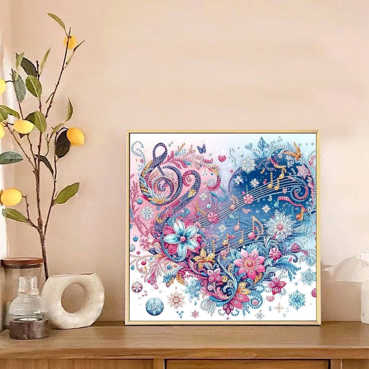 Haft Diamentowy Serce Muzyki 30x30 cm