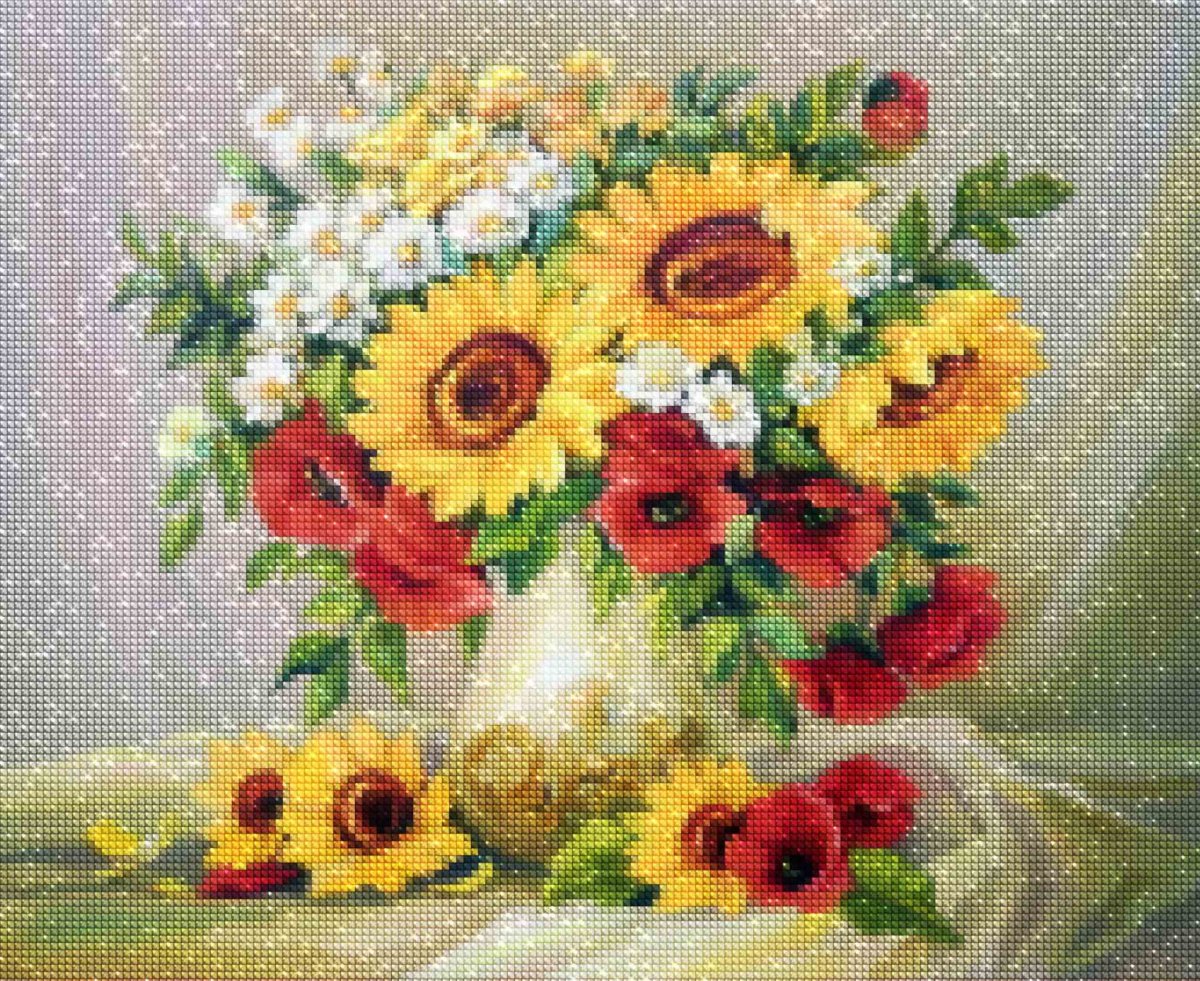 Haft Diamentowy Bukiet z Ogrodu 30x40 cm
