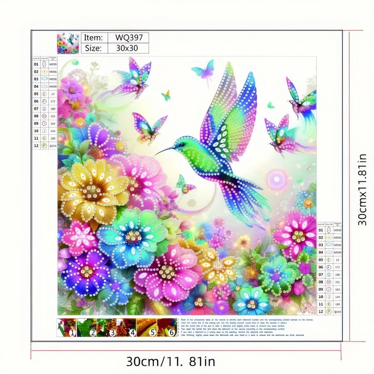 Haft Diamentowy Taniec Kolibra 30x30 cm