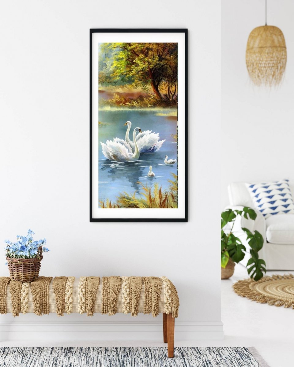 Haft Diamentowy Łabędzia rodzina 45x85 cm