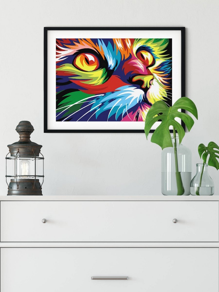 Haft Diamentowy Tęczowy Kot 2 30x40 cm