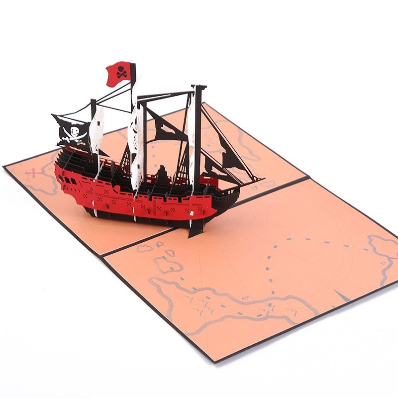 Kartka Pocztowa Okolicznościowa 3D Pop-up Piracki Statek