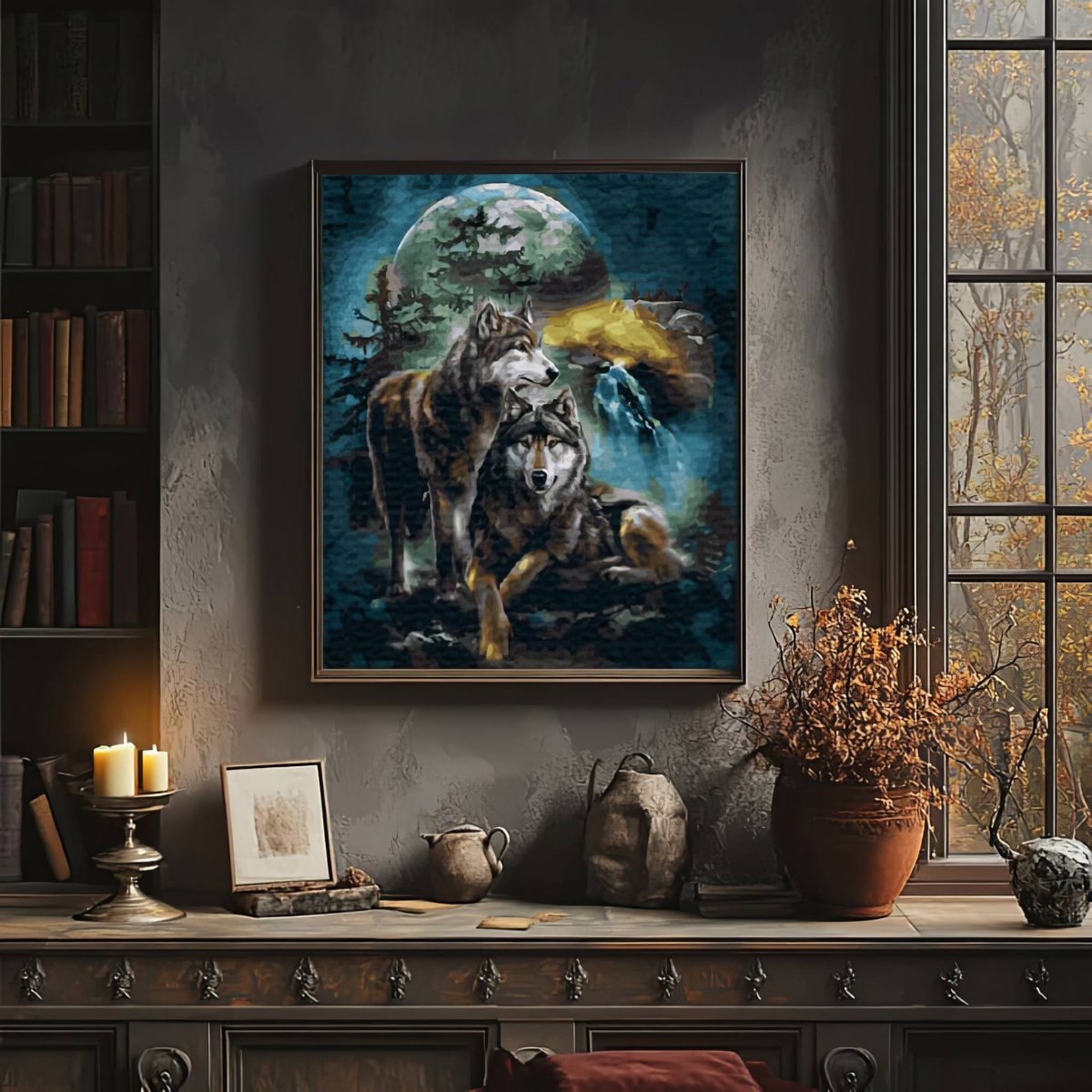 Malowanie Po Numerach Zestaw Wilki w Górach 40x50