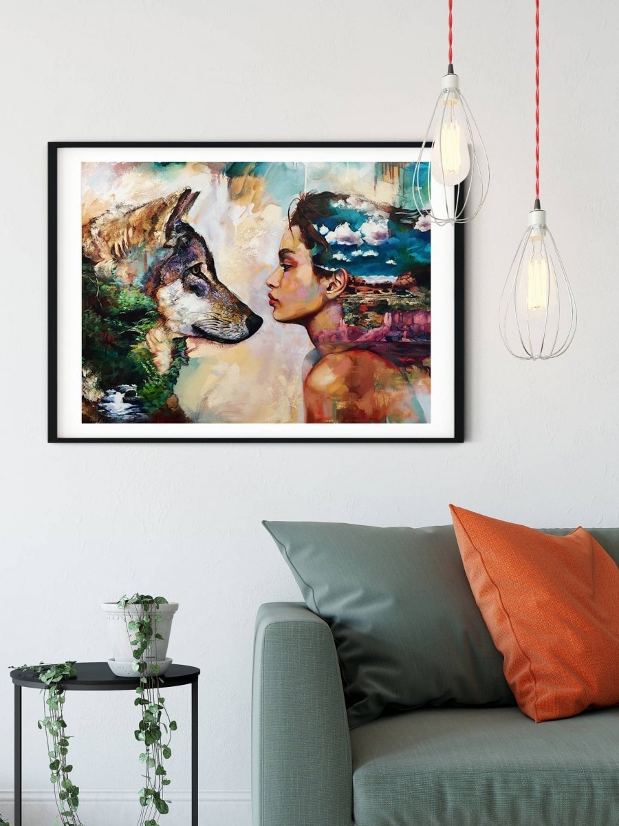 Haft Diamentowy Kobieta i Wilk 55x75 cm