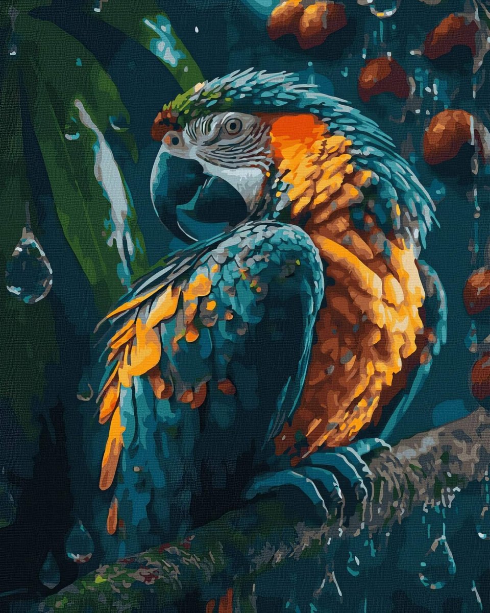 Malowanie Po Numerach Zestaw Piękna papuga 40x50
