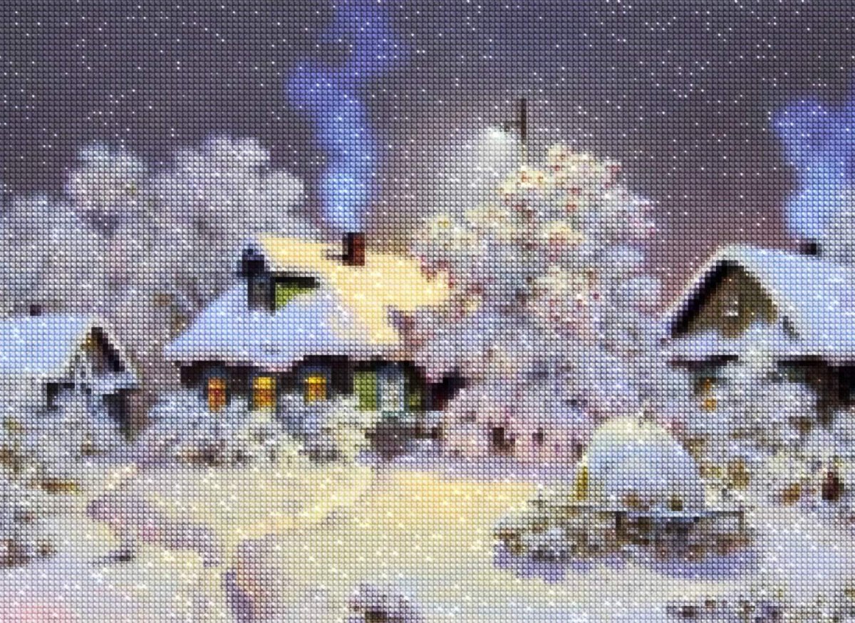 Haft Diamentowy Zimowy Zakątek 30x40 cm