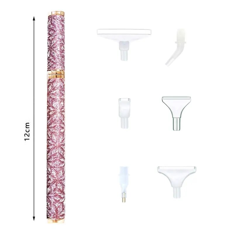 Aplikator do Haftu Diamentowego + 6 końcówek Glamour - Różowy