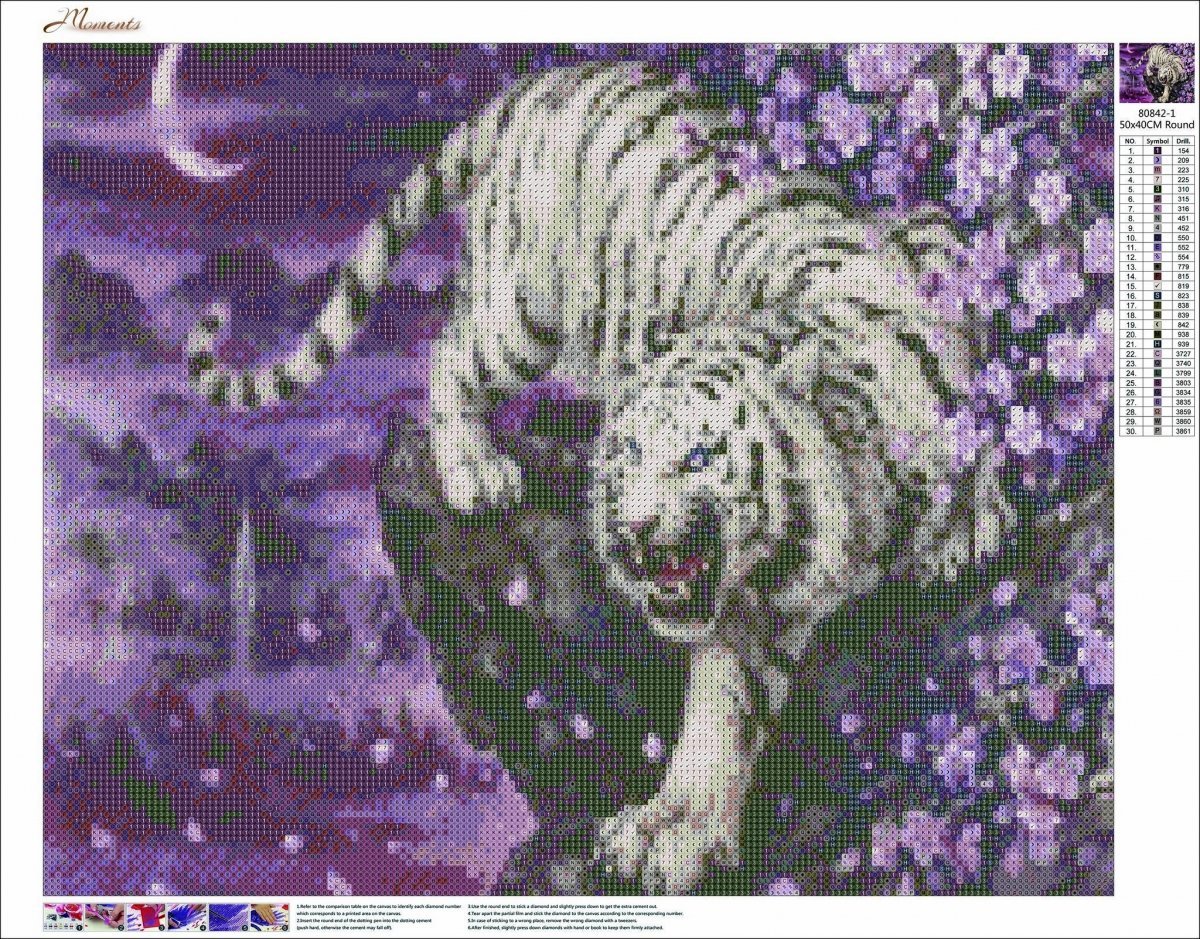 Haft Diamentowy Tygrys na Skale 45x55 cm