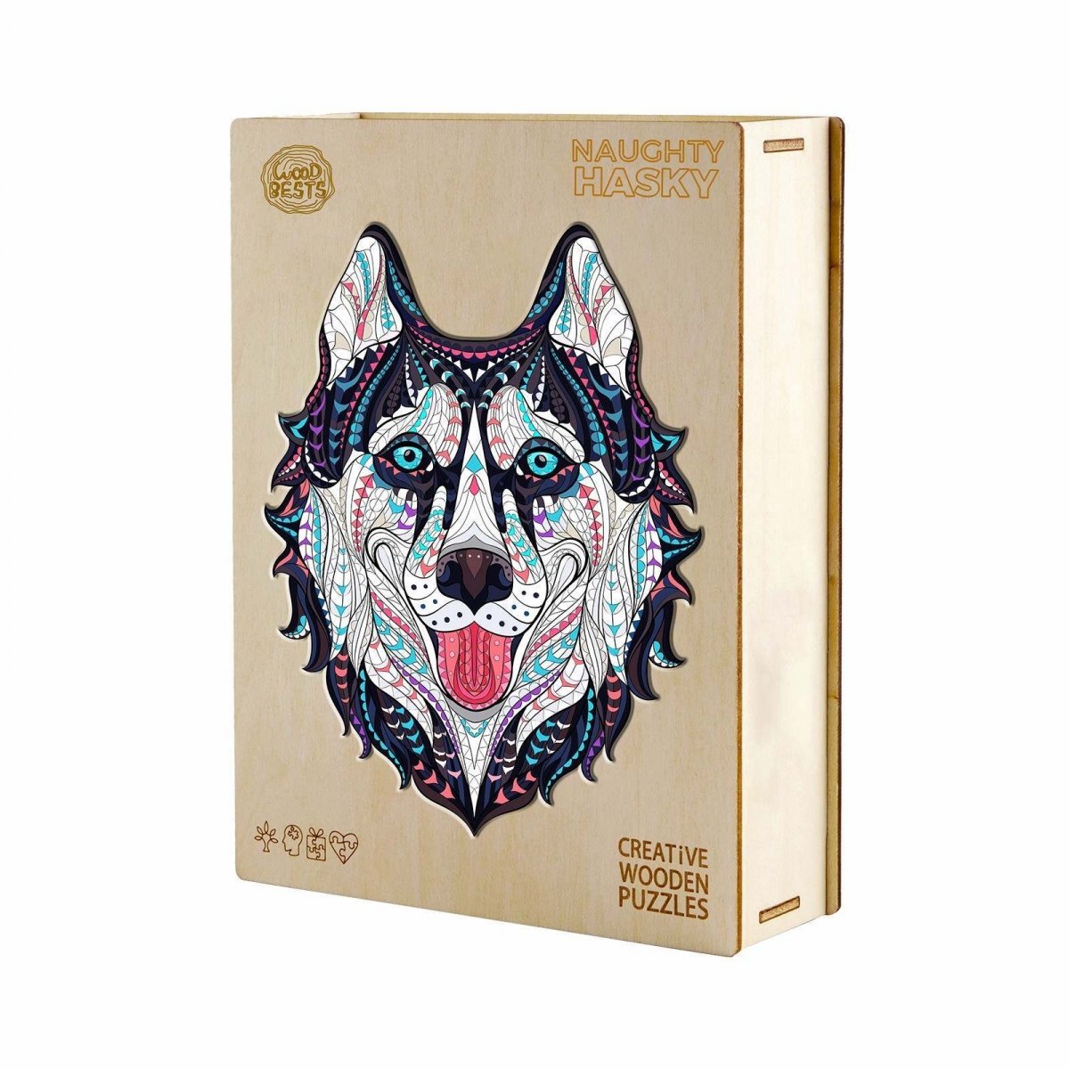 Puzzle Drewniane WESOŁY HUSKY M