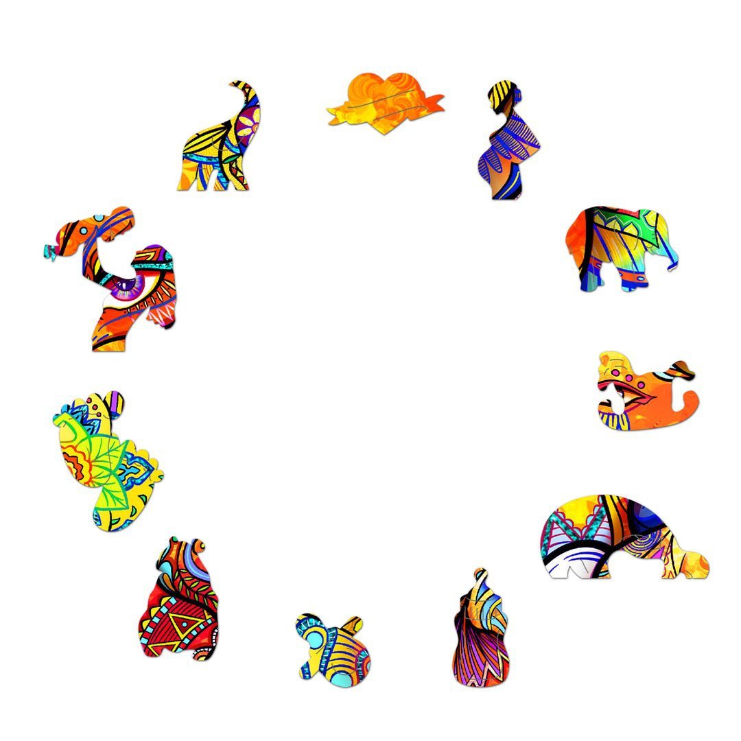 Puzzle Drewniane Słoniątko z Mamą M