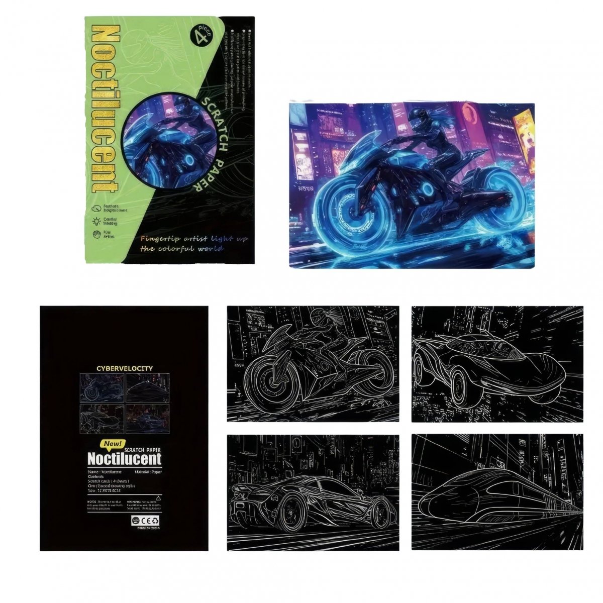 Świecąca w Ciemności Zdrapka Miejski Puls (4szt.) 28x21 cm