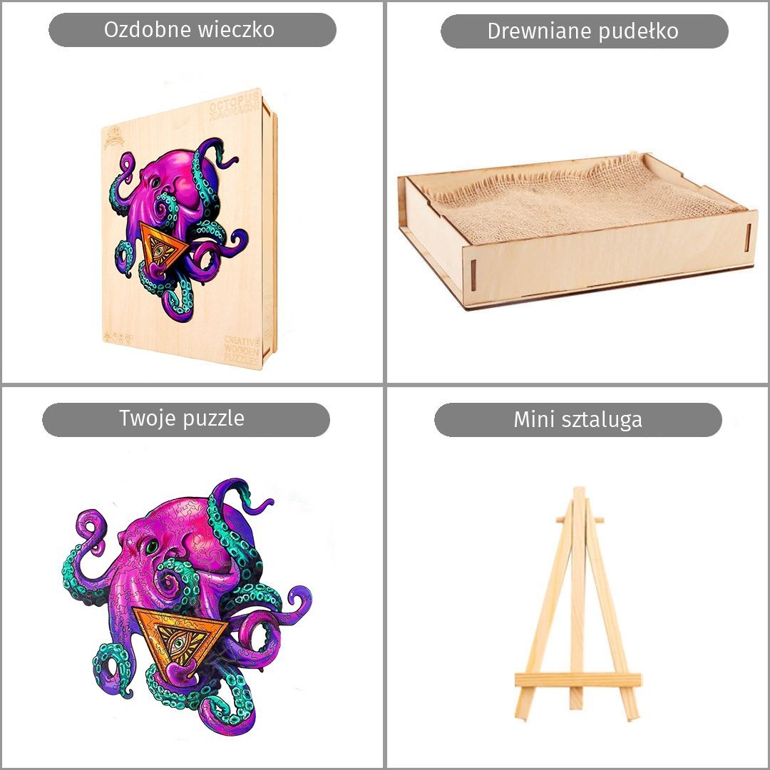 Puzzle Drewniane Sprytna Ośmiornica S