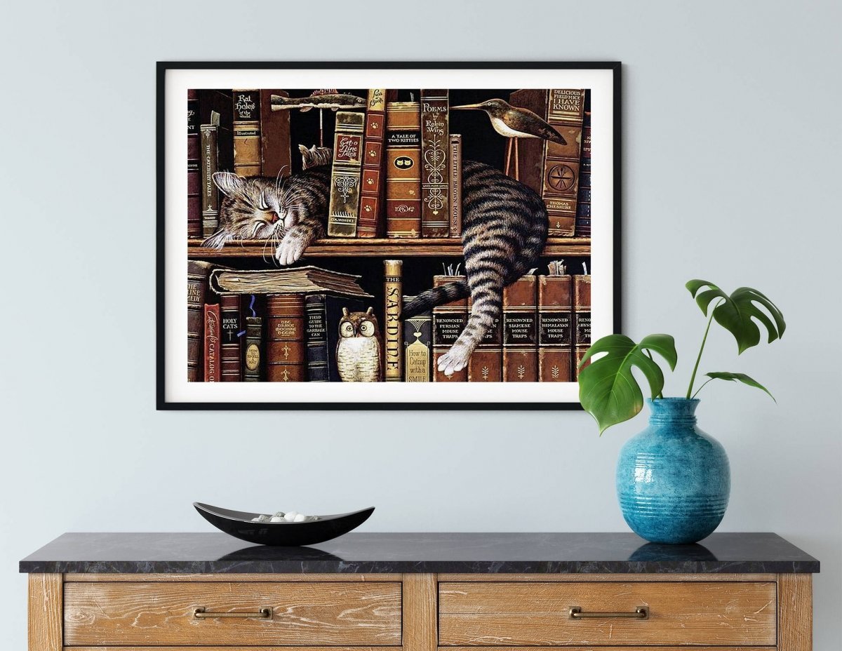 Haft Diamentowy Kot Bibliotekarz 55x75 cm K