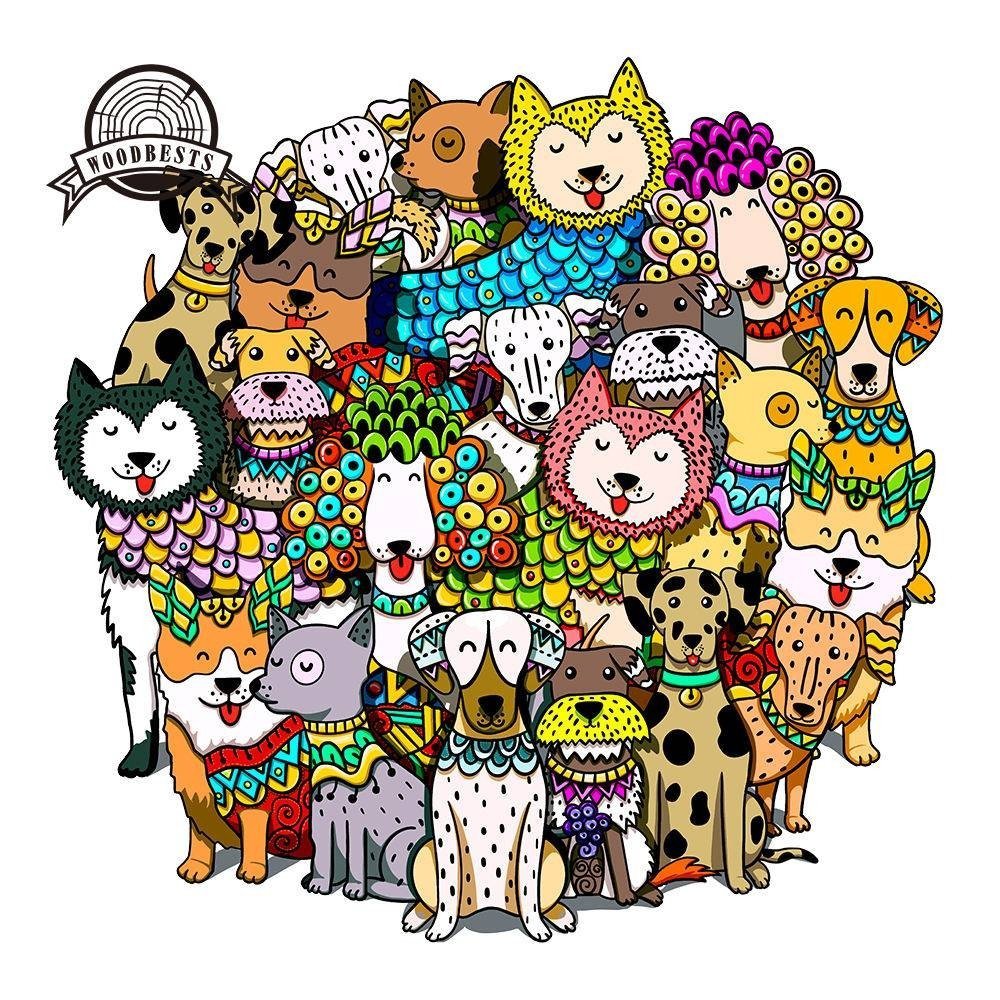 Puzzle Drewniane Psi Świat XL