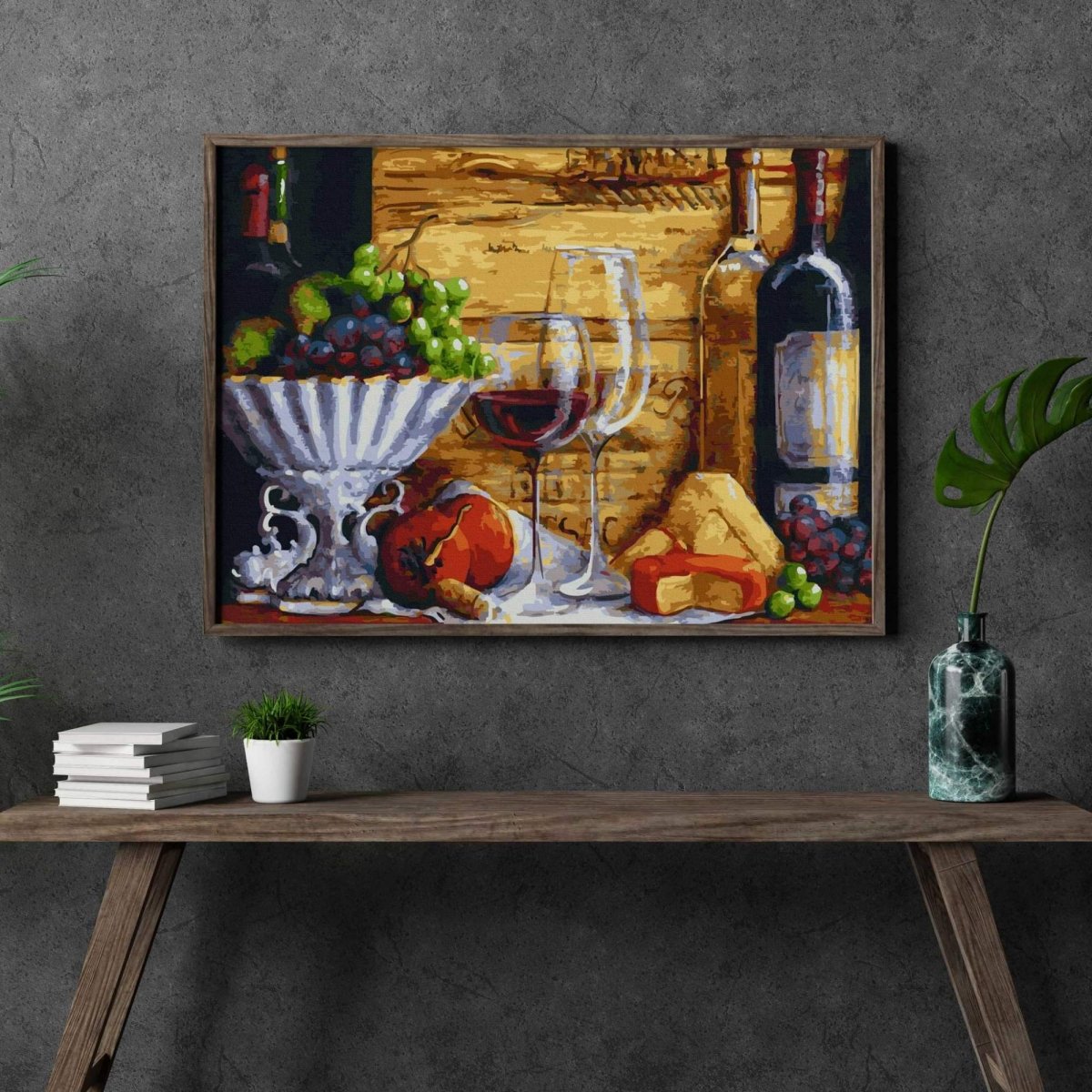 Malowanie Po Numerach Zestaw Wino i Winogrona 40x50