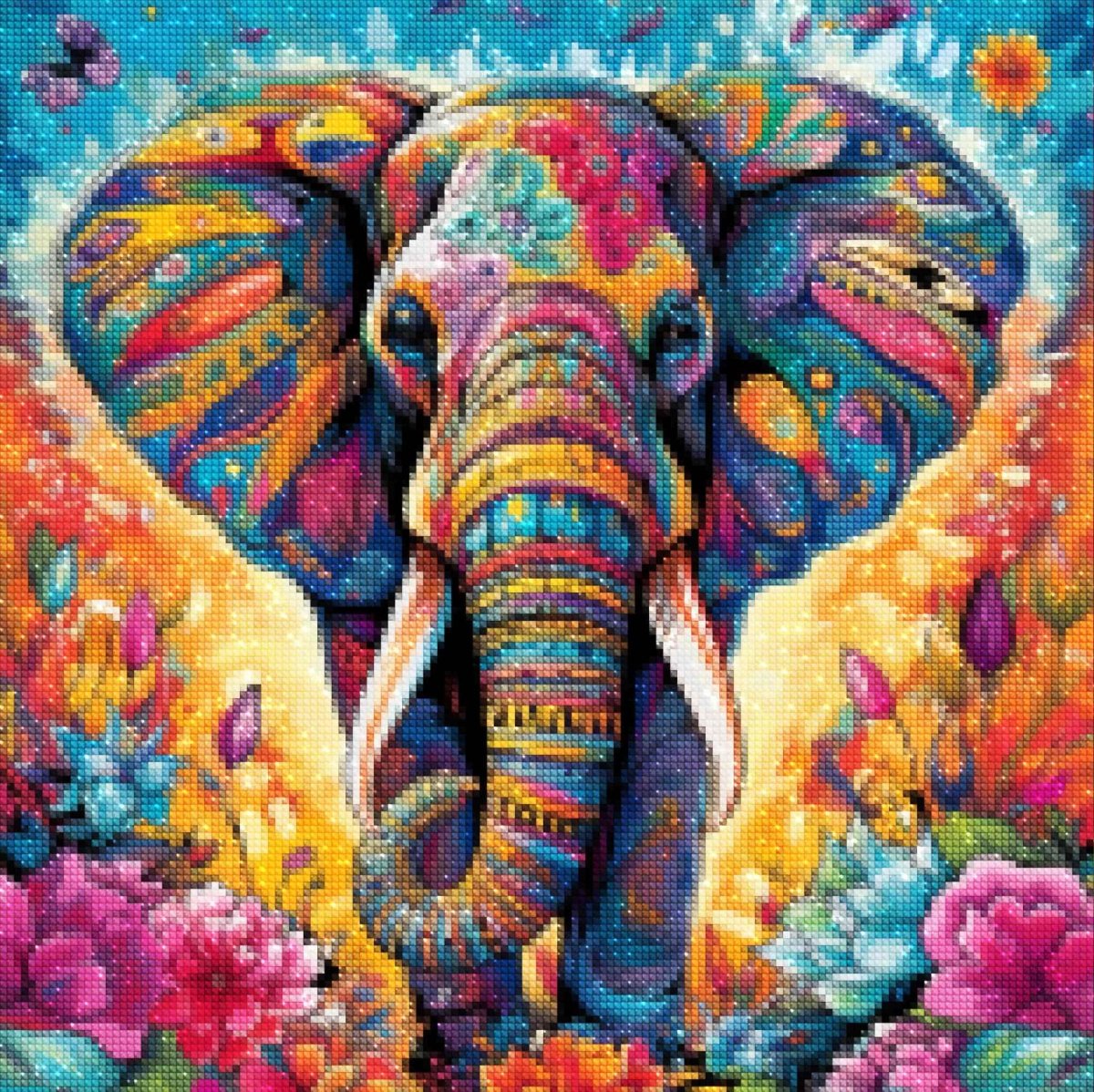Haft Diamentowy Słoń Tysiąca Barw 45x45 cm