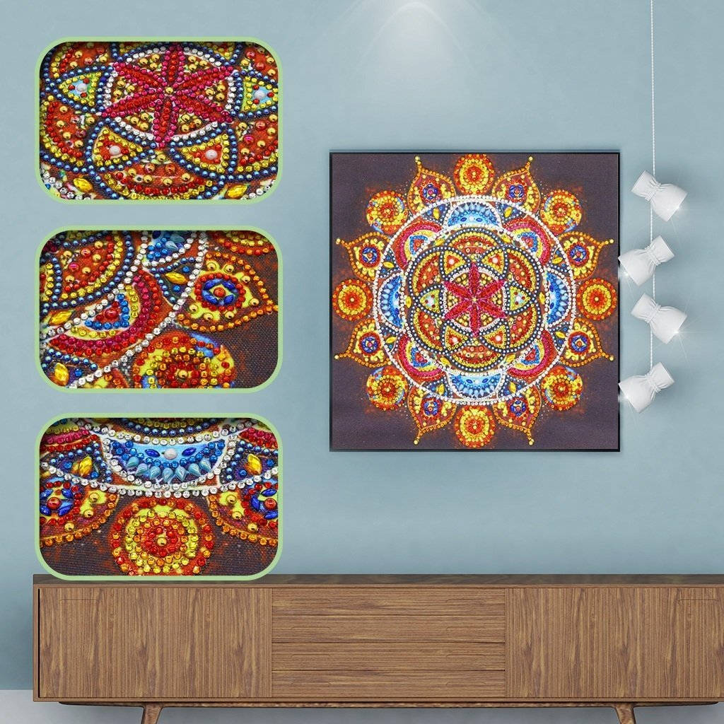 Haft Diamentowy Płomienna Mandala 30x30 cm