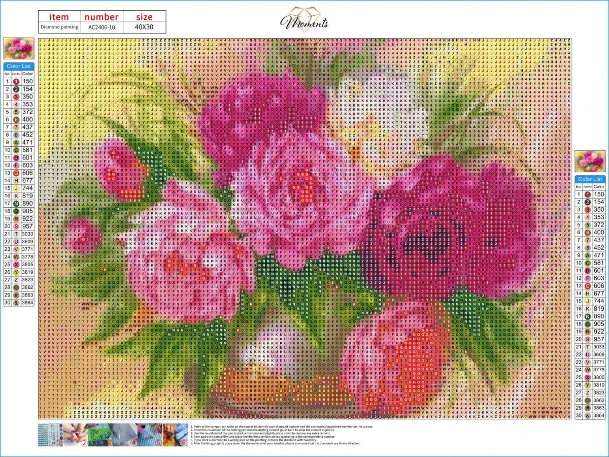 Haft Diamentowy Zachwyt Piwonii 30x40 cm