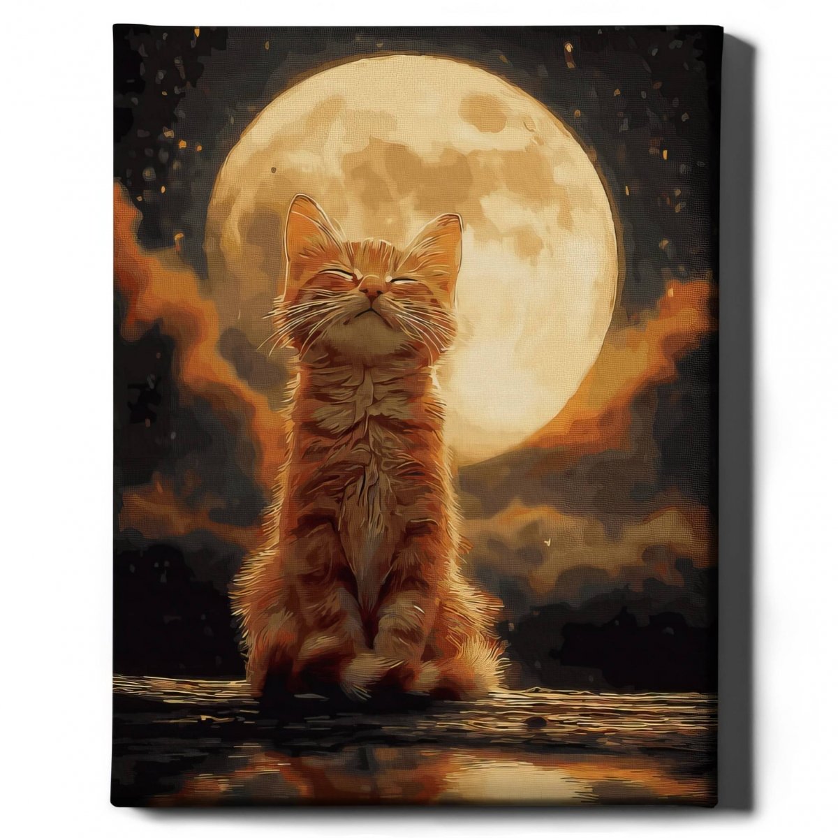 Malowanie Po Numerach Zestaw Księżycowy Kotek 40x50 Złota Farba