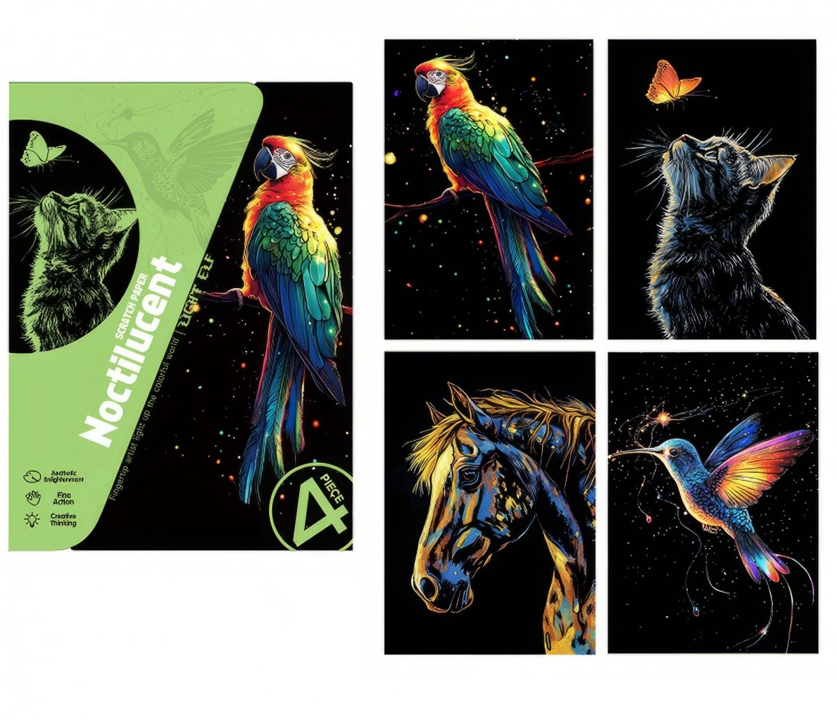 Świecąca w Ciemności Zdrapka Barwy Natury (4szt.) 20x14 cm