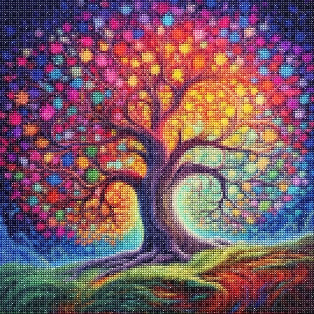 Haft Diamentowy Magiczne Drzewo Barw 45x45