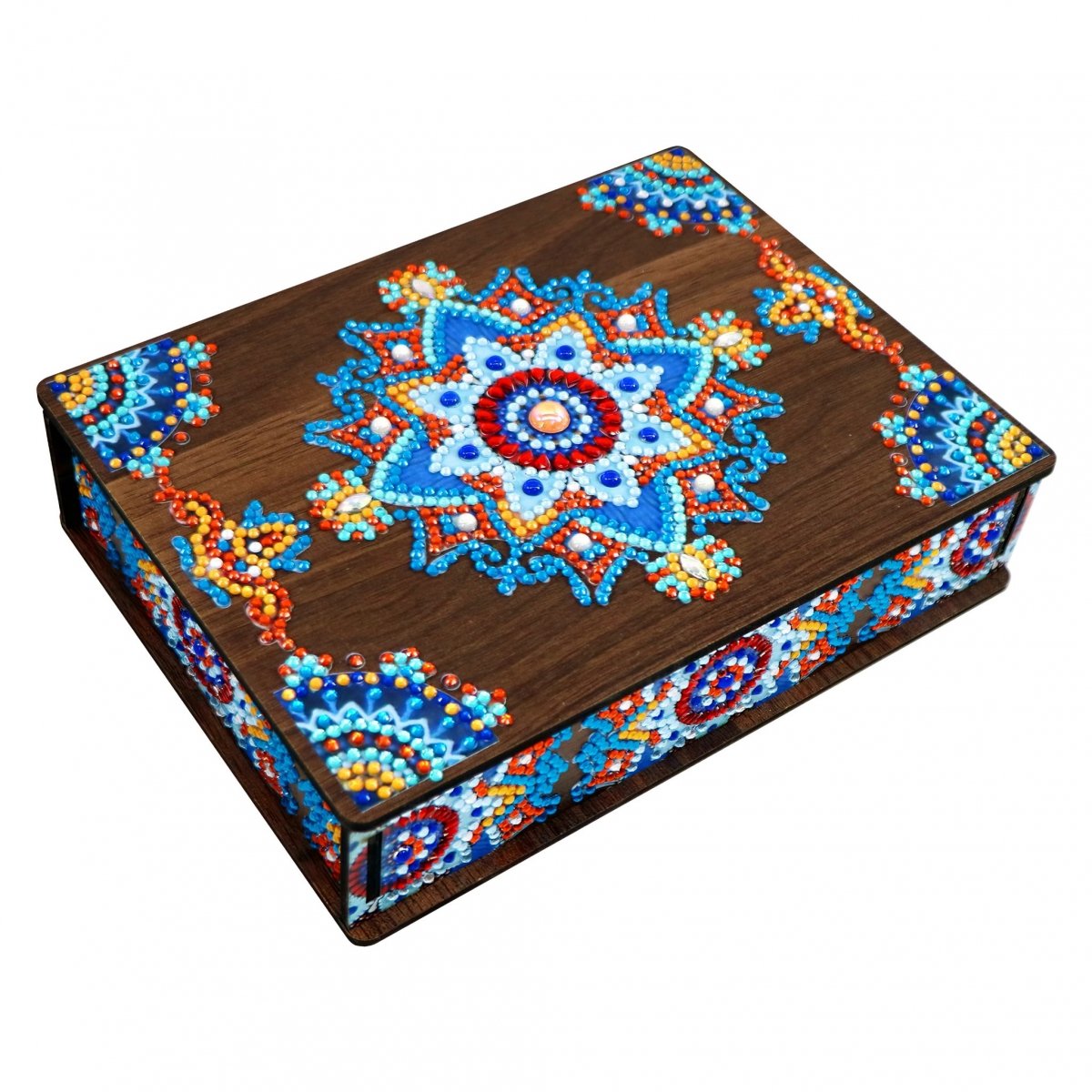 Haft Diamentowy Ozdobne Pudełko Szkatułka - Zimowa Mandala