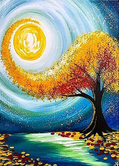 Haft Diamentowy Magiczne Drzewo - Schyłek Lata 40x50