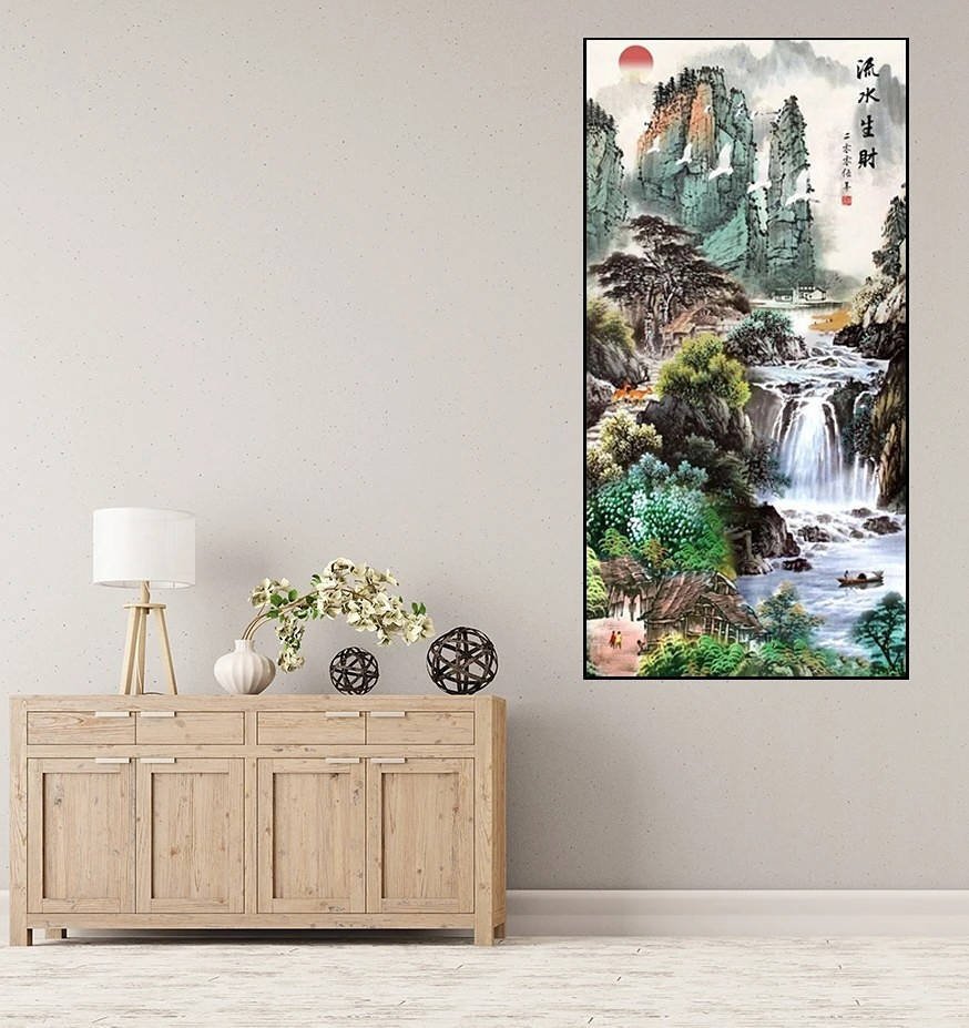Haft Diamentowy Górski Wodospad 45x85 cm