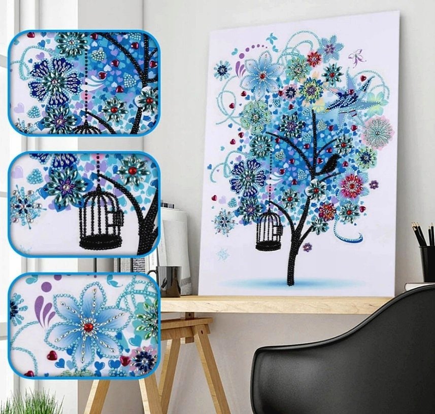 Haft Diamentowy Zestaw 4 sztuki Drzewa Cztery Pory Roku 45x55 cm