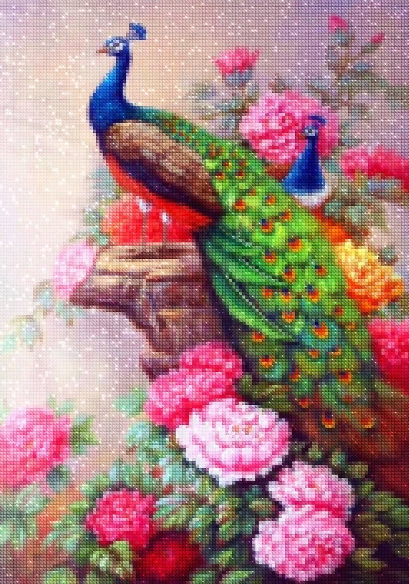 Haft Diamentowy Baśniowe Pawie 40x50 cm