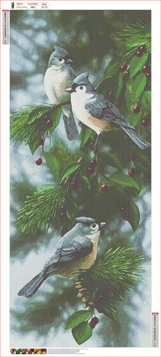 Haft Diamentowy Zimowe Jemiołuszki 50x110 cm