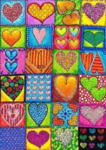 Haft Diamentowy Kolorowe Serca 40x50