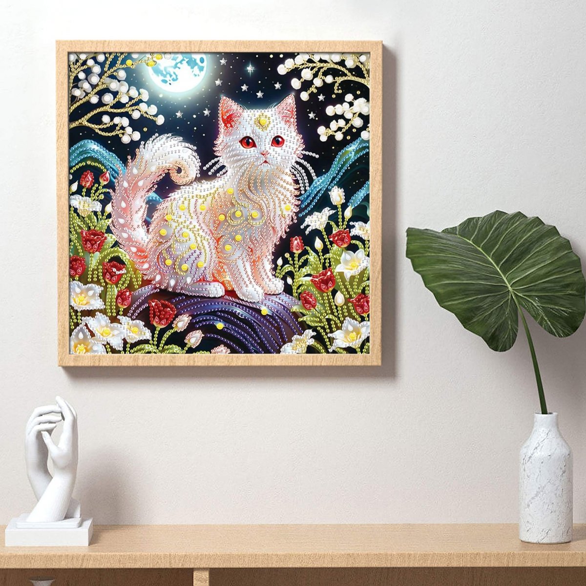 Haft Diamentowy Kot - Świetlisty Łowca 30x30 cm