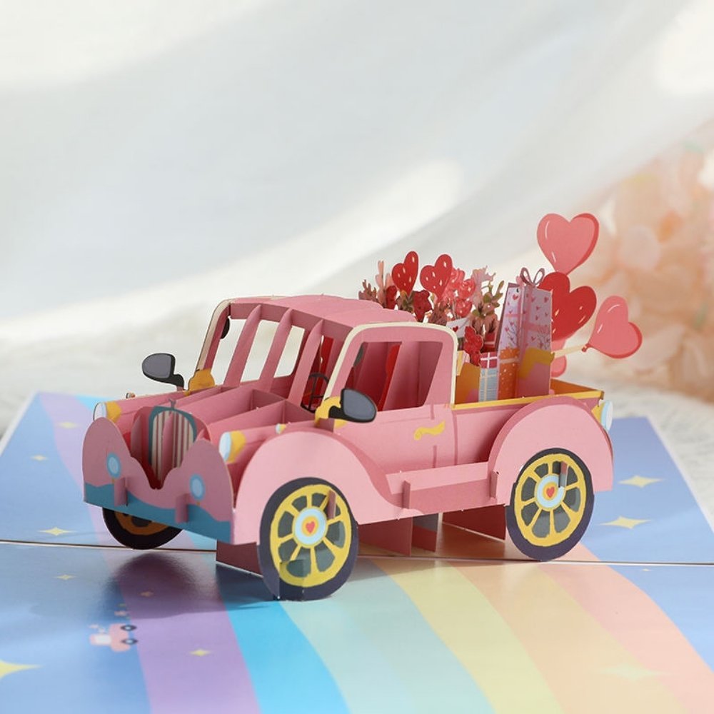 Kartka Pocztowa Okolicznościowa 3D Pop-up Ślub - Weselne Auto