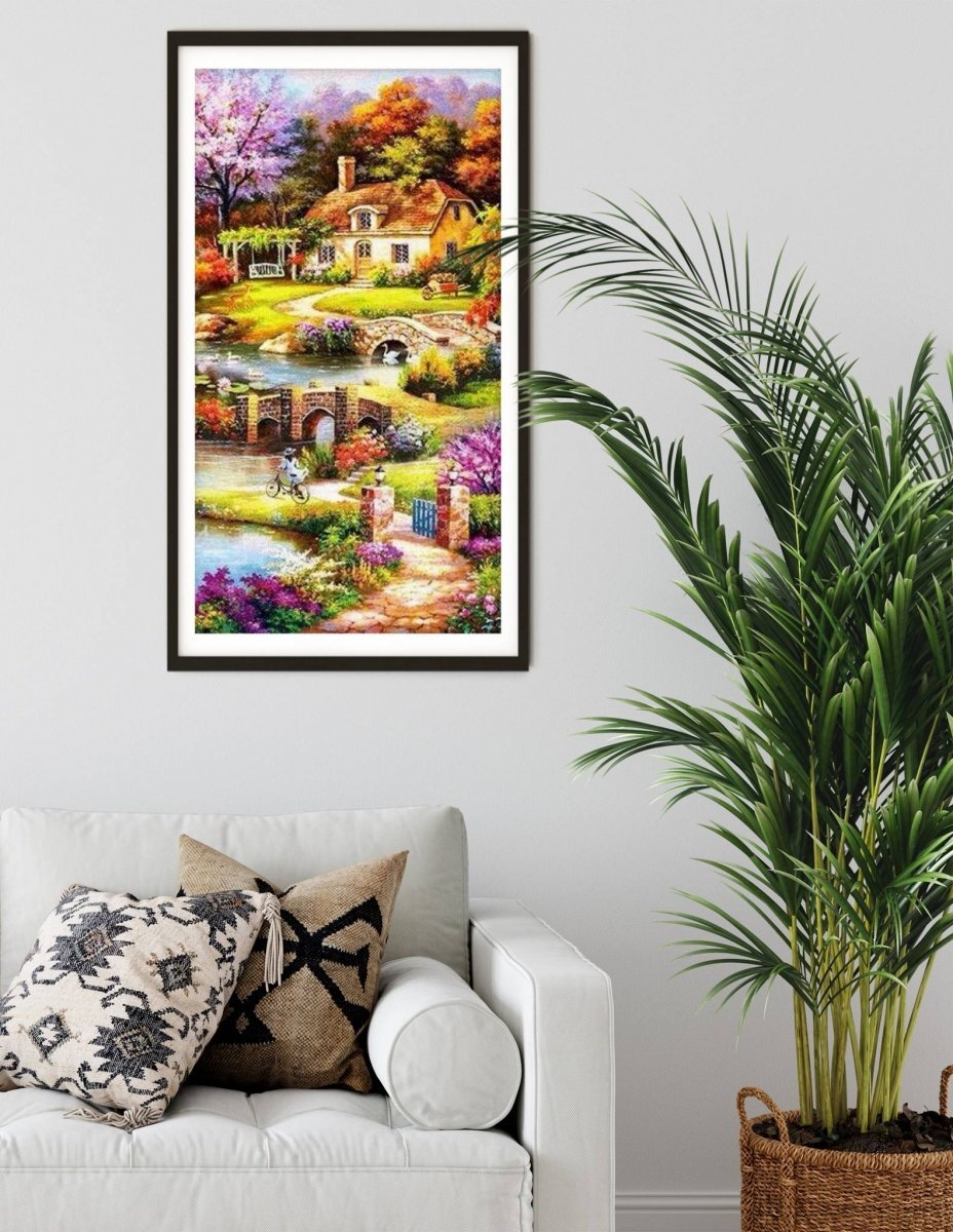 Haft Diamentowy Sielski Domek 45x85 cm
