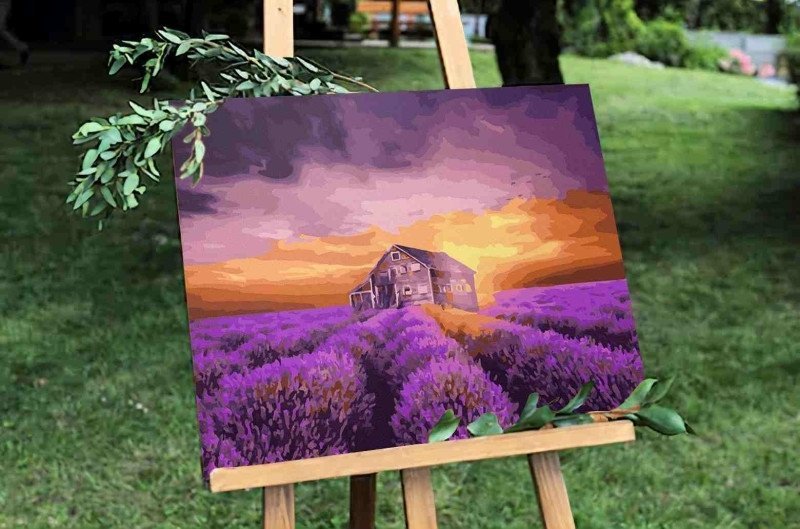 Malowanie Po Numerach Zestaw Lawendowy Dom 40x50