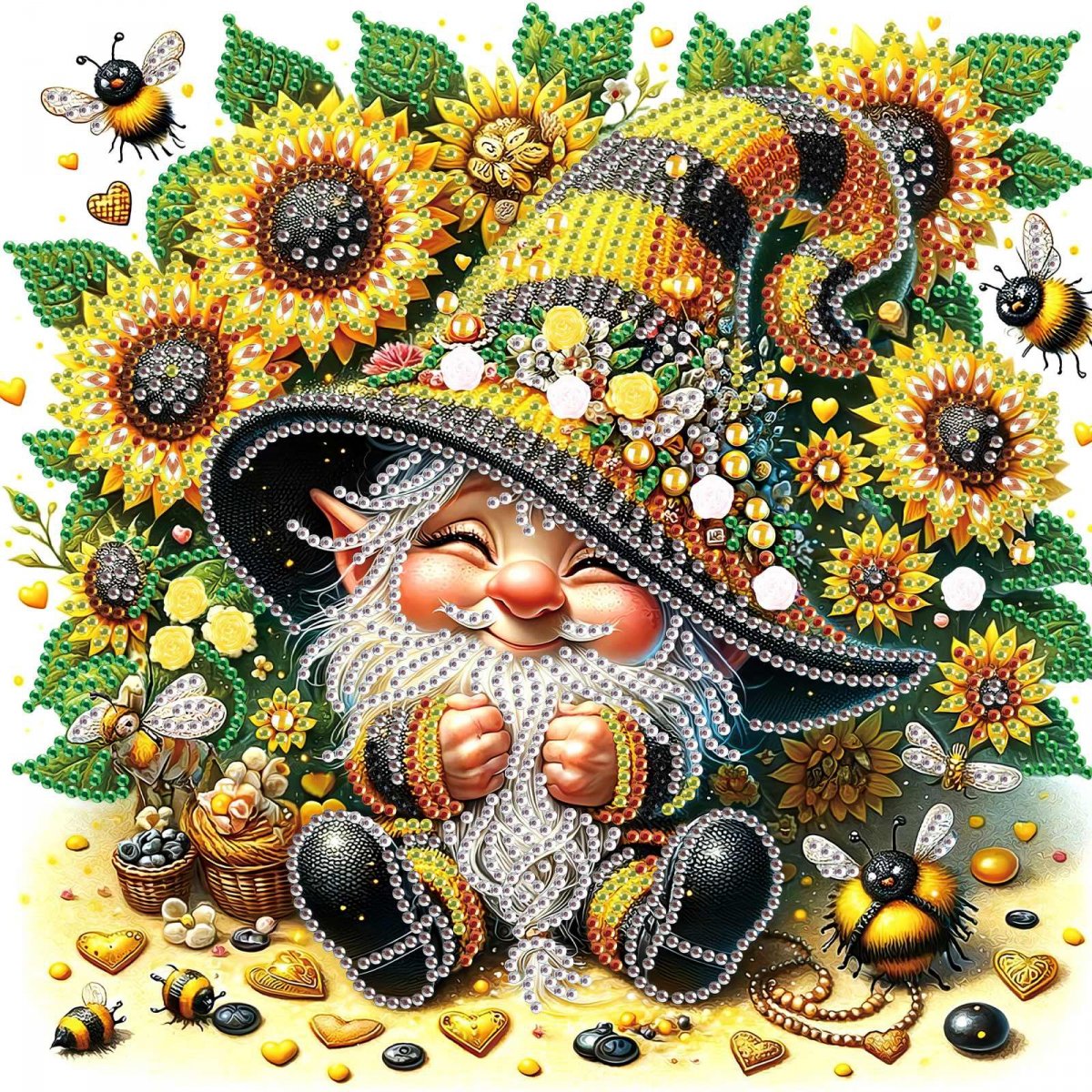 Haft Diamentowy Skrzat Ogrodnik 30x30 cm