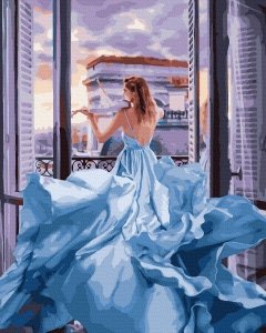 Malowanie Po Numerach Zestaw Dziewczyna w Sukience 40x50