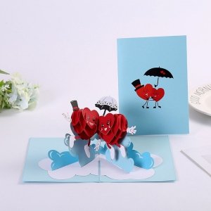 Kartka Pocztowa Okolicznościowa 3D Pop-up Walentynki Tańczące Serca
