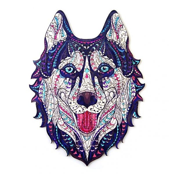 Puzzle Drewniane WESOŁY HUSKY S