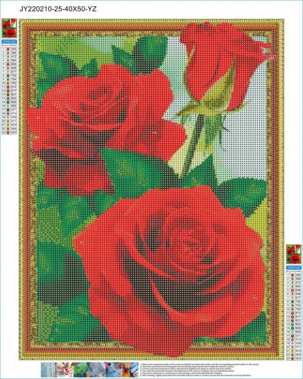 Haft Diamentowy Płomienne Róże 40x50
