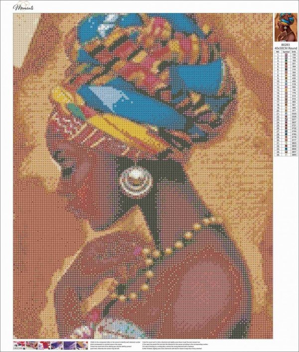 Haft Diamentowy Afrykańska Kobieta 45x55